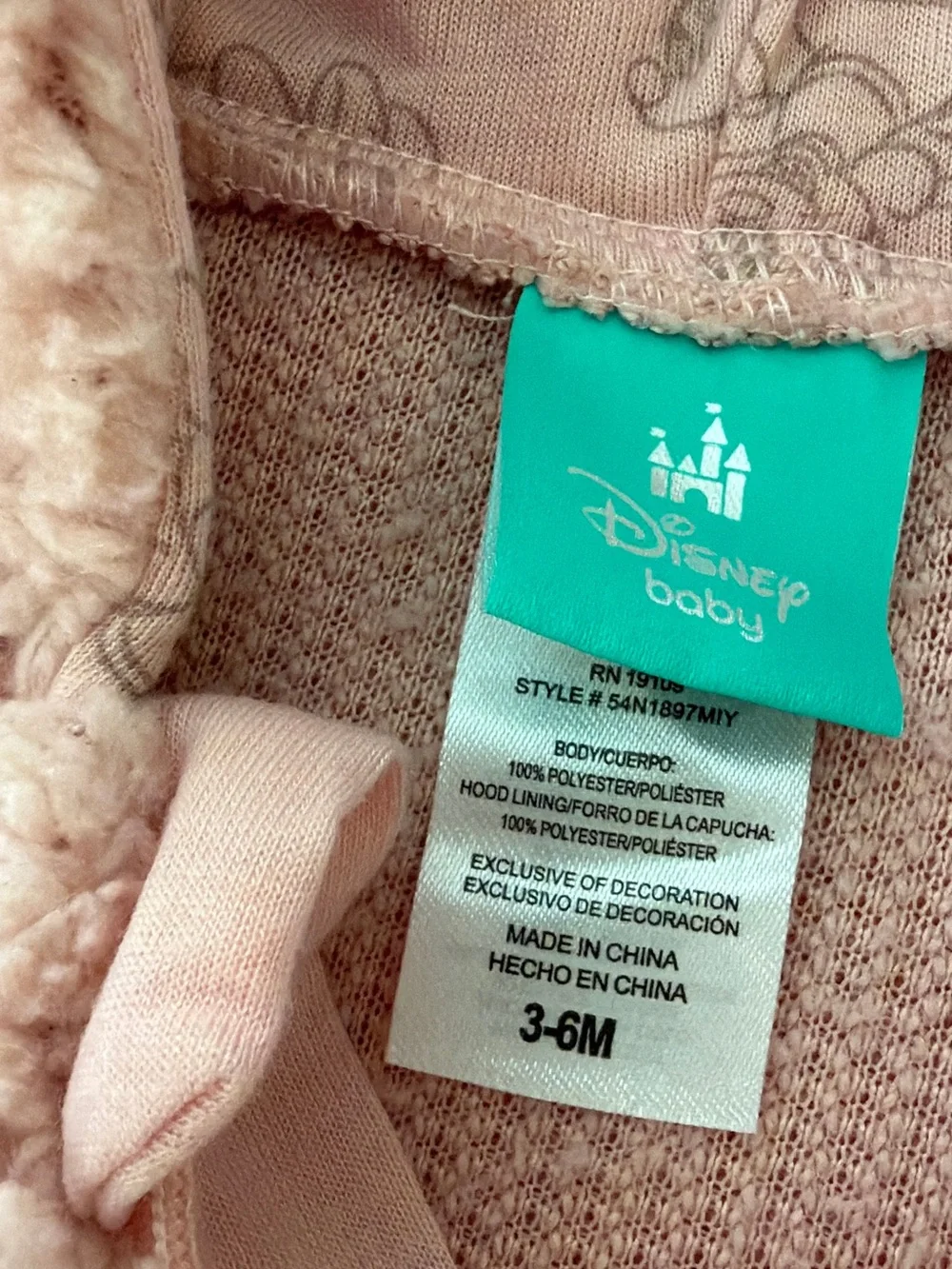 Disney Pink Sherpa Footed Romper with Minnie Accent